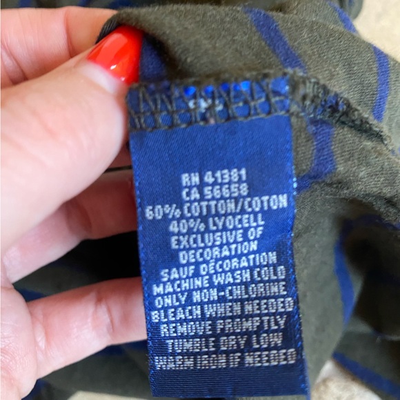 Ralph Lauren Petites Green & Blue Striped 3/4 T-Shirt With Polo Pony PS - Picture 6 of 7